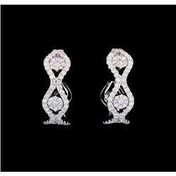 1.22 ctw Diamond Hoop Earrings - 14KT White Gold