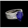 4.57 ctw Sapphire and Diamond Ring - 18KT White Gold