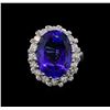 Image 2 : GIA Cert 16.07 ctw Tanzanite and Diamond Ring - 14KT White Gold