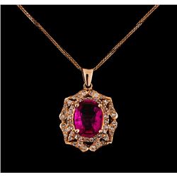 14KT Rose Gold 2.25 ctw Tourmaline and Diamond Pendant With Chain