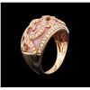 Image 3 : 14KT Rose Gold 3.85 ctw Pink Opal and Diamond Ring