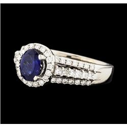 0.90 ctw Sapphire and Diamond Ring - 14KT White Gold