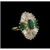 1.31 ctw Emerald and Diamond Ring - 14KT Yellow Gold