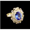 3.56 ctw Tanzanite and Diamond Ring - 14KT Yellow Gold