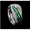 Image 4 : 0.66 ctw Emerald and Diamond Ring - 18KT White Gold