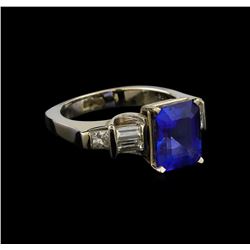 3.71 ctw Tanzanite and Diamond Ring - 18KT White Gold