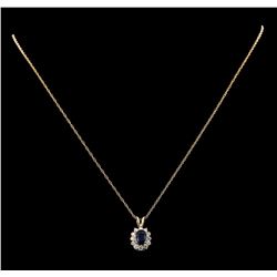 0.88 ctw Sapphire and Diamond Pendant - 14KT Yellow Gold