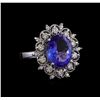 5.50 ctw Tanzanite and Diamond Ring - 14KT White Gold
