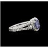 0.90 ctw Tanzanite and Diamond Ring - 18KT White Gold