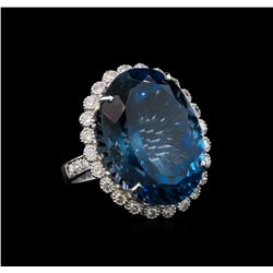 14KT White Gold 35.89 ctw Topaz and Diamond Ring