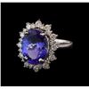 5.6 ctw Tanzanite and Diamond Ring - 14KT White Gold