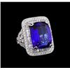 18KT White Gold GIA Certified 21.75 ctw Tanzanite and Diamond Ring