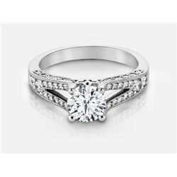 Cubic Zirconia and Diamond Ring - 14KT White Gold