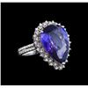 GIA Cert 11.32 ctw Tanzanite and Diamond Ring - 14KT White Gold