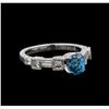 1.92 ctw Blue Zircon and Diamond Ring - 18KT White Gold