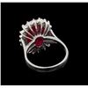 Image 3 : GIA Cert 9.95 ctw Ruby and Diamond Ring - 14KT White Gold