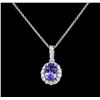 2.30 ctw Tanzanite and Diamond Pendant With Chain - 14KT White Gold