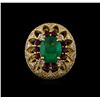 Image 2 : 14KT Yellow Gold 3.89 ctw Emerald, Ruby and Diamond Ring