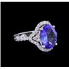 3.85 ctw Tanzanite and Diamond Ring - 14KT White Gold