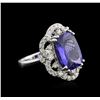 7.47 ctw Tanzanite and Diamond Ring - 14KT White Gold
