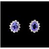4.42 ctw Tanzanite and Diamond Earrings - 14KT White Gold