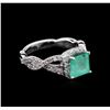 1.45 ctw Emerald and Diamond Ring - 14KT White Gold