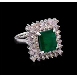 14KT White Gold 3.34 ctw Emerald and Diamond Ring