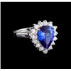 2.96 ctw Tanzanite and Diamond Ring - 14KT White Gold