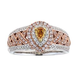 0.25 ctw Multicolor Diamond Ring - 18KT Rose and White Gold