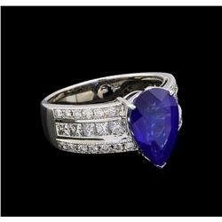 4.57 ctw Sapphire and Diamond Ring - 18KT White Gold