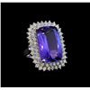 Image 1 : GIA Cert 26.67 ctw Tanzanite and Diamond Ring - 14KT White Gold