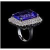 Image 4 : GIA Cert 26.67 ctw Tanzanite and Diamond Ring - 14KT White Gold