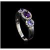 Image 4 : 0.59 ctw Amethyst, Tanzanite, and Diamond Ring - 14KT White Gold