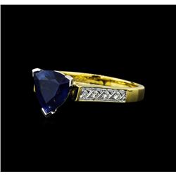 2.82 ctw Blue Sapphire and Diamond Ring - 18KT Two Tone Gold