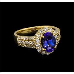 1.94 ctw Tanzanite and Diamond Ring - 14KT Yellow Gold