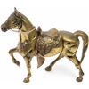 Image 1 : Brass horses with removable saddle standing approx. 7 1/2" tall, 8" long, shows overall good conditi