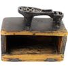 Image 1 : Antique shoeshine box with cast iron foot rest, 10" long.