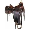 Image 1 : Square skirt saddle stamped Talabarterin Montezuma, Son. Nice original condition, 16" wide swells, 1