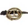 Image 1 : Collection of 3 includes early leather rifle scabbard unmarked, new old stock bentwood stirrups and 