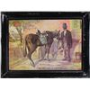 Self framed tin advertiser for Green River Whiskey entitled "She Was Bred in Old Kentucky", vintage 