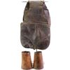 Image 1 : Collection of 2 includes early cowboy cuffs, marked TO and C. 1880's leather saddle bags, well used 