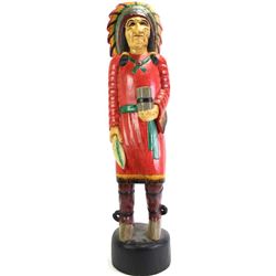 Hand carved wooden cigar store Indian, counter top height, comtemporary, hand painted, 40" tall.