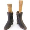 Image 1 : Pair of antique cast iron childs size boots, originally from early paper mache store mannequin, 7" t