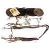 Image 1 : Collection of 6 US cavalry items includes 4) bits, 1) horse hair cinch and 1 pair US brass medallion