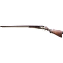 Antique double barrel shotgun marked Chicago Long Range Wonder, 12 ga. with 32" barrels and walnut s