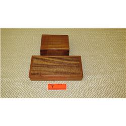 Qty 2 Rectangular Curly Koa Wood Boxes w/ Lids