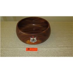 Koa Wood Calabash Bowl w/State of Hawaii Brass Crest