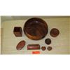 Image 2 : Koa Wood Calabash Bowl, Pen Holder, Brush, Heart Boxes, etc. -  8 Pieces