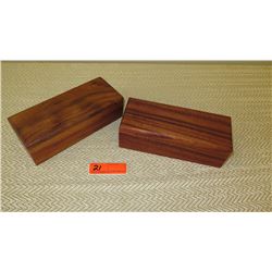 Qty 2 Rectangular Koa Wood Boxes w/Lids - Approx. 10" L, 4" W