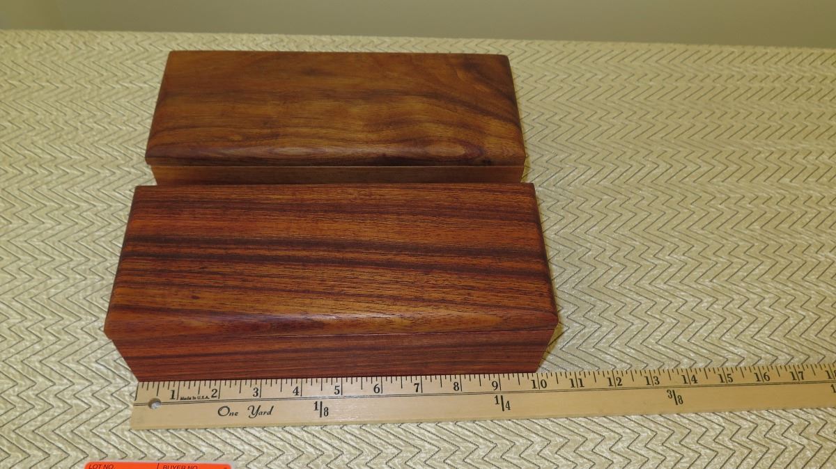 Qty 2 Rectangular Koa Wood Boxes W Lids Approx 10 L 4 W